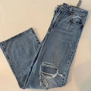 Levi's Blue Ribcage Wide Leg Distressed Jeans